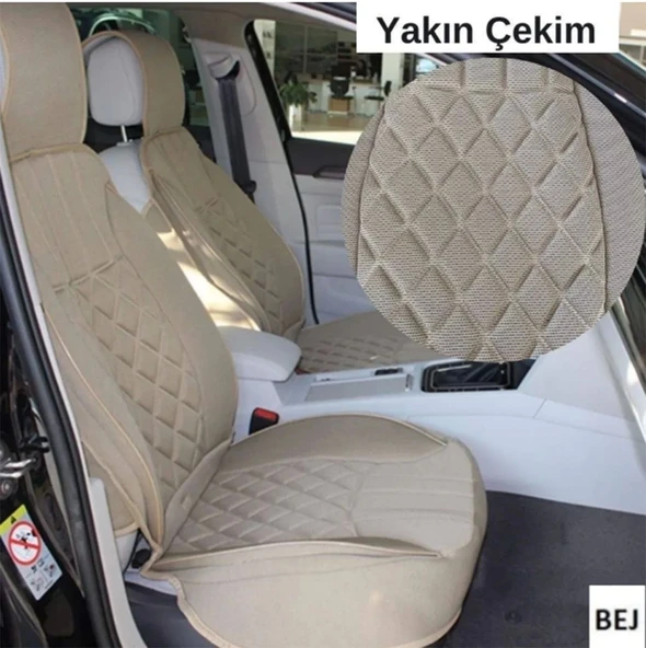 Oto Koltuk Minderi Full Set Takım-Bej Renk Takmatik Pratik