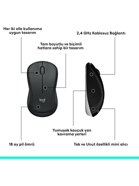 Logitech MK540 ADVANCED Kablosuz Türkçe Klavye Mouse Seti - Siyah - 4