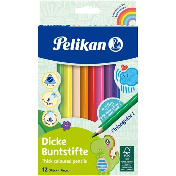 Pelikan Kuru Boya Kalemi Jumbo Üçgen 12 Li 724039