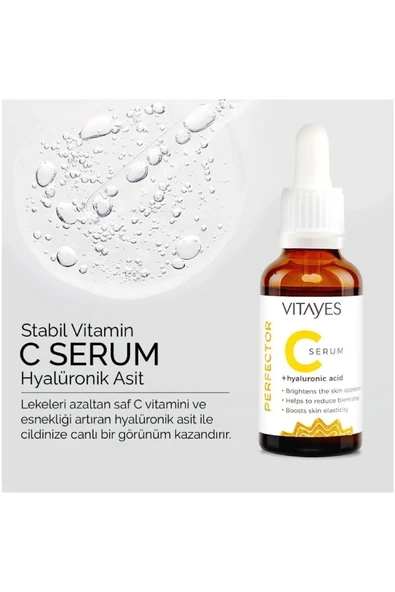 VITAYES C Vitamini Cilt Tonu Eşitleyici Leke Karşıtı Hyalüronik Asit Aydınlatıcı Nemlendirici Cilt Serumu - 3