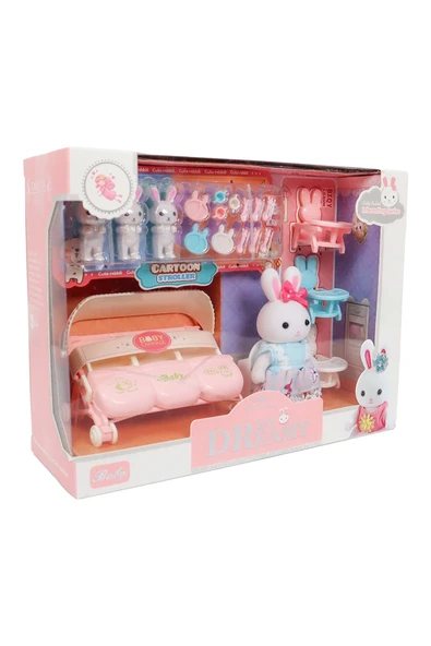Mini Tavşan Bebek Arabası ve Bebek Bakımı Oyun Seti! - 2
