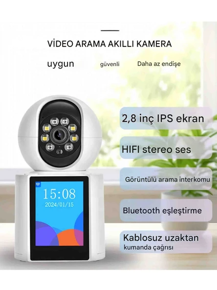 QASUL Kablosuz Bağlantı Telefonu Ev İçin 360° Bebek Monitörü Tam Renkli Gece Görüşü Otomatik Takip Wifi Kamera - 3