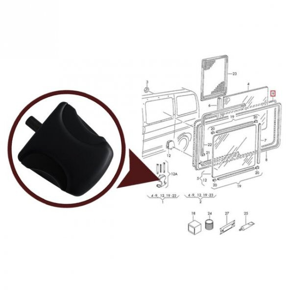 VW TRANSPORTER T4 için SÜRGÜLÜ KAPI CAM AÇMA MANDALI 7D0847733A - 3