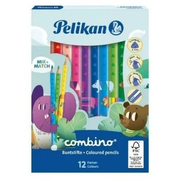 Pelikan Kuru Boya Kalemi Combino Jumbo Üçgen 12 Li