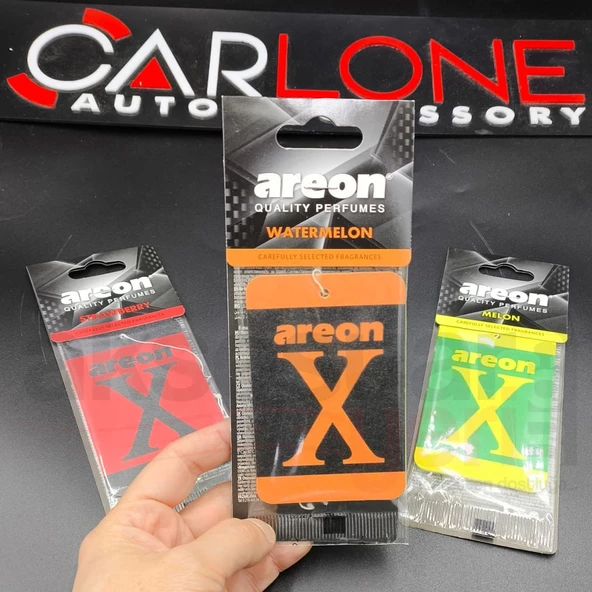 Areon X Model Lastikli Ayna Kokusu 3'lü Set Kavun-Çilek-Karpuz-Melon-Strawberry-Watermelon - 3