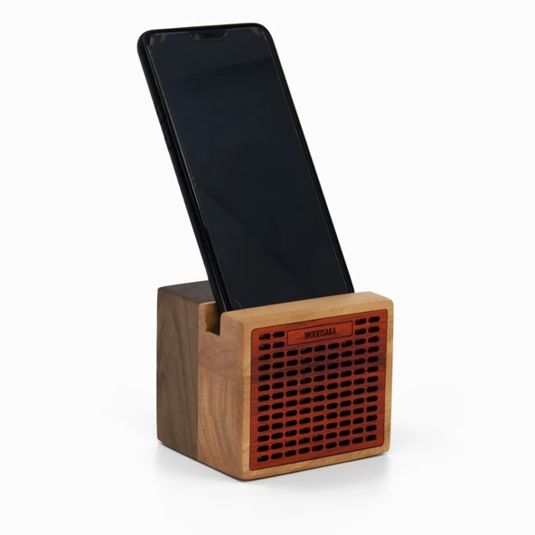 Woodsaka - Hoparlör Telefon Standı - Ceviz Kiraz ve Paduk Ağaçlarından - 2