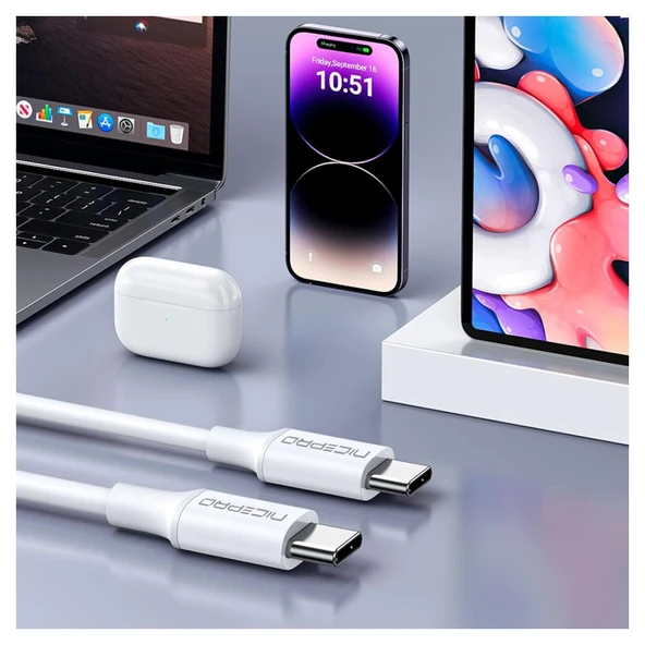 NPO CTC20 45W 2m TPE Type-C to Type-C Hızlı Şarj ve Data Kablosu 2 adet - 4