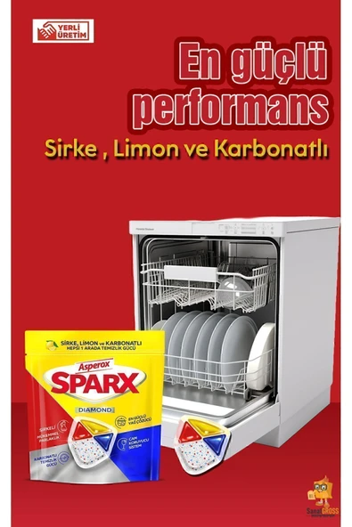 ASPEROX Sparx Bulaşık Makinesi Kapsülü 30'lu x 2 Paket (60 Yıkama) - 3