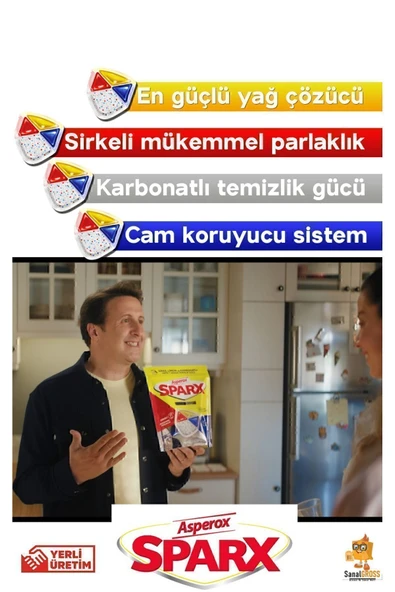 ASPEROX Sparx Bulaşık Makinesi Kapsülü 30'lu x 2 Paket (60 Yıkama) - 4