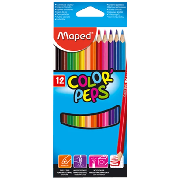 Maped Kuru Boya Karton Kutu Tam Boy Üçgen 12 Renk 183212