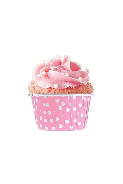 Dolphin Açık Pembe Puantiyeli Muffin Kek Kapsülü 50li - V - 2