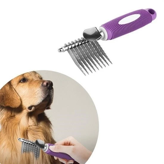 By Nevser® Düğüm Açıcı Pet Fırçası Emniyetli Uzun ve Çelik Dişli Kedi Köpek Tüy Kıtık Açma Tarağı