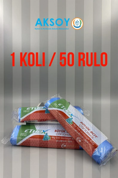 Ethex Büyük Boy Çöp Torbası 65x80 Cm 50 Lt 1 Koli 50 Rulo