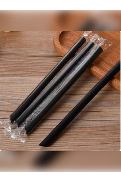 Ethex Siyah Bubble Tea Frozen Smoothie Ve Milkshake Uyumlu Pipet Kalın Kokteyl Pipet 50 Adet - 4