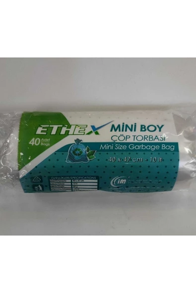 Ethex Çöp Torbası Mini Boy 40x47 Cm 10lt 2li Paket Çöp Poşeti - 2