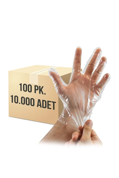 AKSOY AMBALAJ Şeffaf Gıda Poşet Eldiven 100'lü X 100 Pakette 10000 Adet
