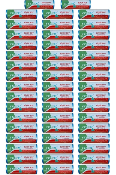 Ethex Büyük Boy Çöp Poşeti 50 Paket 65 X 80 Cm Mavi