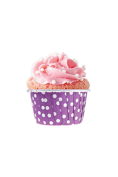 Dolphin Mor Puantiyeli Kağıt Muffin Kek Kapsülü 50'li - 2