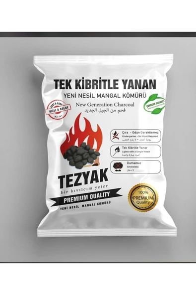 TEZYAK Tek Kibritle Yanan Yeni Nesil Mangal Kömürü
