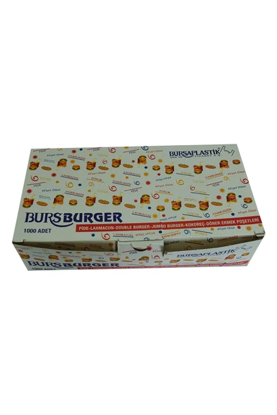 Bursa Plastik Bursburger Pide Lahmacun Burger Kokoreç Döner Ekmek Hışır Poşeti 13x26 1000 Adet - 3