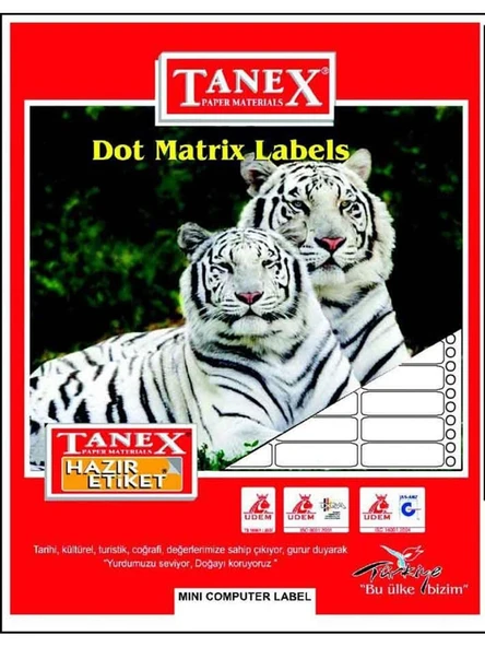 Tanex Mini Computer Labels Hazır Etiket 1250 Pcs 35 x 97 mm Lazer Etiket - 3