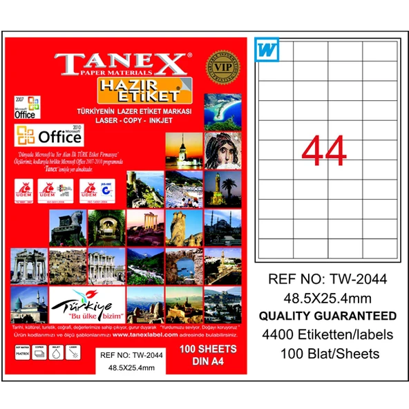 Tanex Laser Etiket 100 YP 48x25 MM Laser-Copy-Inkjet TW-2044