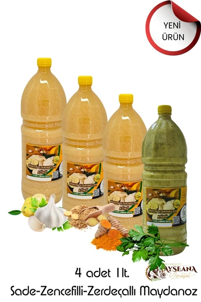 Limon Sarımsak Kürü Set 4 x 1 Lt. Set (Sade-Zencefilli-Zerdeçallı-Maydanozlu) - 2