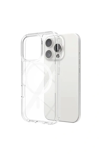 iPhone 16 Pro Max Uyumlu Kılıf Magsafe Şarj Özellikli Şeffaf Sert PC Kapak - Resim 4