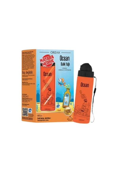 Orzax Ocean Balık Yağı Portakal Aromalı Matara Hediyeli 150 Ml