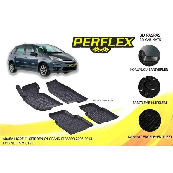 Perflex Paspas 3D Havuzlu C4 Grand Picasso 2006-2013