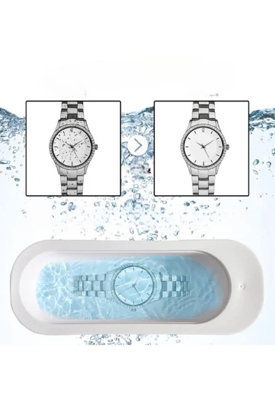 Ultrasonik Temizleyici Cihaz Takı Saat Gözlük Lens Küpe Kolye Makyaj Fırçası Temizleme Makinesi - 6