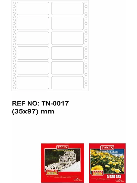 Tanex Mini Computer Labels Hazır Etiket 1250 Pcs 35 x 97 mm Lazer Etiket - 2
