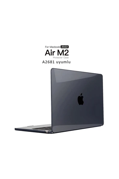 MacBook Air M2 13.6 A2681 2022 Kristal Siyah Kılıf Kapak Koruma - Resim 3