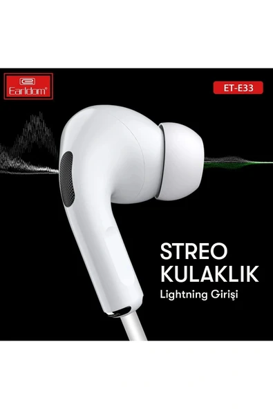 Aktif Gürültü Engelleyici Özellikli İos Lightning Kablolu Kulaklık - Beyaz - Resim 5