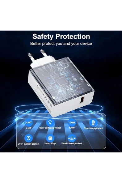Type-c 120w (WATT) Turbo Şarj Aleti Cihazı Adaptörü Kablo (SET) - 6