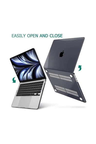 MacBook Air M2 13.6 A2681 2022 Kristal Siyah Kılıf Kapak Koruma