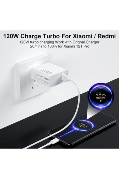 Type-c 120w (WATT) Turbo Şarj Aleti Cihazı Adaptörü Kablo (SET) - 2
