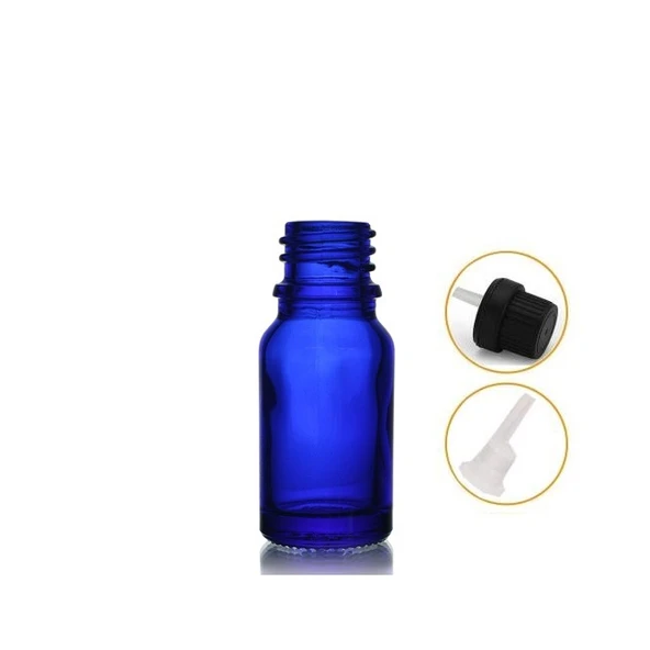 20ml mavi cam içten damlalıklı şişe siyah kapak, 12 adet, damlalıklı şişe, damlatmalı şişe