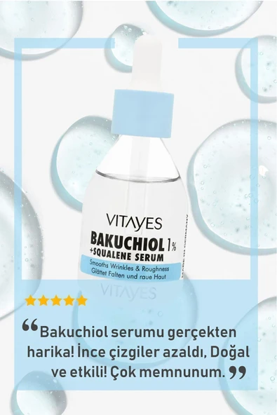 VITAYES Leke Karşıtı Retinol Alternatifi Bio Bakuchiol %1 & Squalene Cilt Onarıcı Aydınlatıcı Serum 30ml - 3