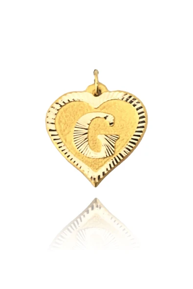 0.25 Gram 14 Ayar G Harfi Kalp Kolye Ucu