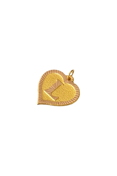 0.25 Gram 14 Ayar L Harfi Kalp Kolye Ucu - 2