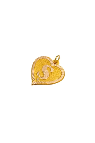 0.25 Gram 14 Ayar Ş Harfi Kalp Kolye Ucu - 2
