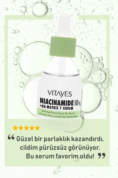 VITAYES Leke Karşıtı Gözenek Sıkılaştırıcı Niacinamide %10 Ve Hyalüronik Asit Cilt Bariyeri Yüz Serum 30ml - 4