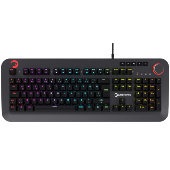 GamePower Starscream RGB Turuncu Switch Türkçe Q USB Suya Dayanıklı Optik Mekanik Gaming Klavye - 1