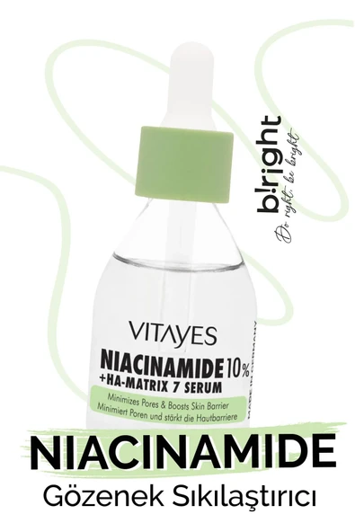 VITAYES Leke Karşıtı Gözenek Sıkılaştırıcı Niacinamide %10 Ve Hyalüronik Asit Cilt Bariyeri Yüz Serum 30ml