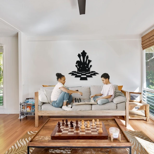 ANSAC METAL Satranç Duvar Dekoru 67x64cm Siyah - Resim 3