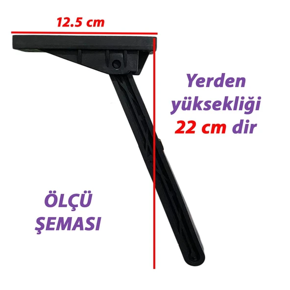 4 Adet Katlanabilir Siyah Yer Sofra Ayağı Katlanır Yer Sofrası Sini Altı Plastik Ayak 22 Cm - 2