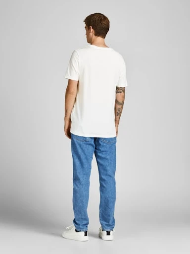 Jack Jones Erkek Jjelogo Bisiklet Yaka Beyaz Tişört 12199474 - 12