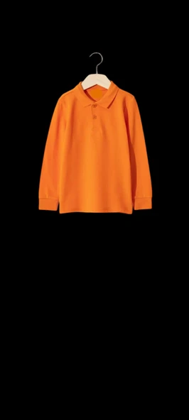 turuncu uzun Kol Okul Tişört/T-Shirt polo yaka pamuklu - 2