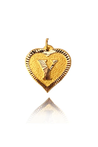 0.25 Gram 14 Ayar Y Harfi Kalp Kolye Ucu